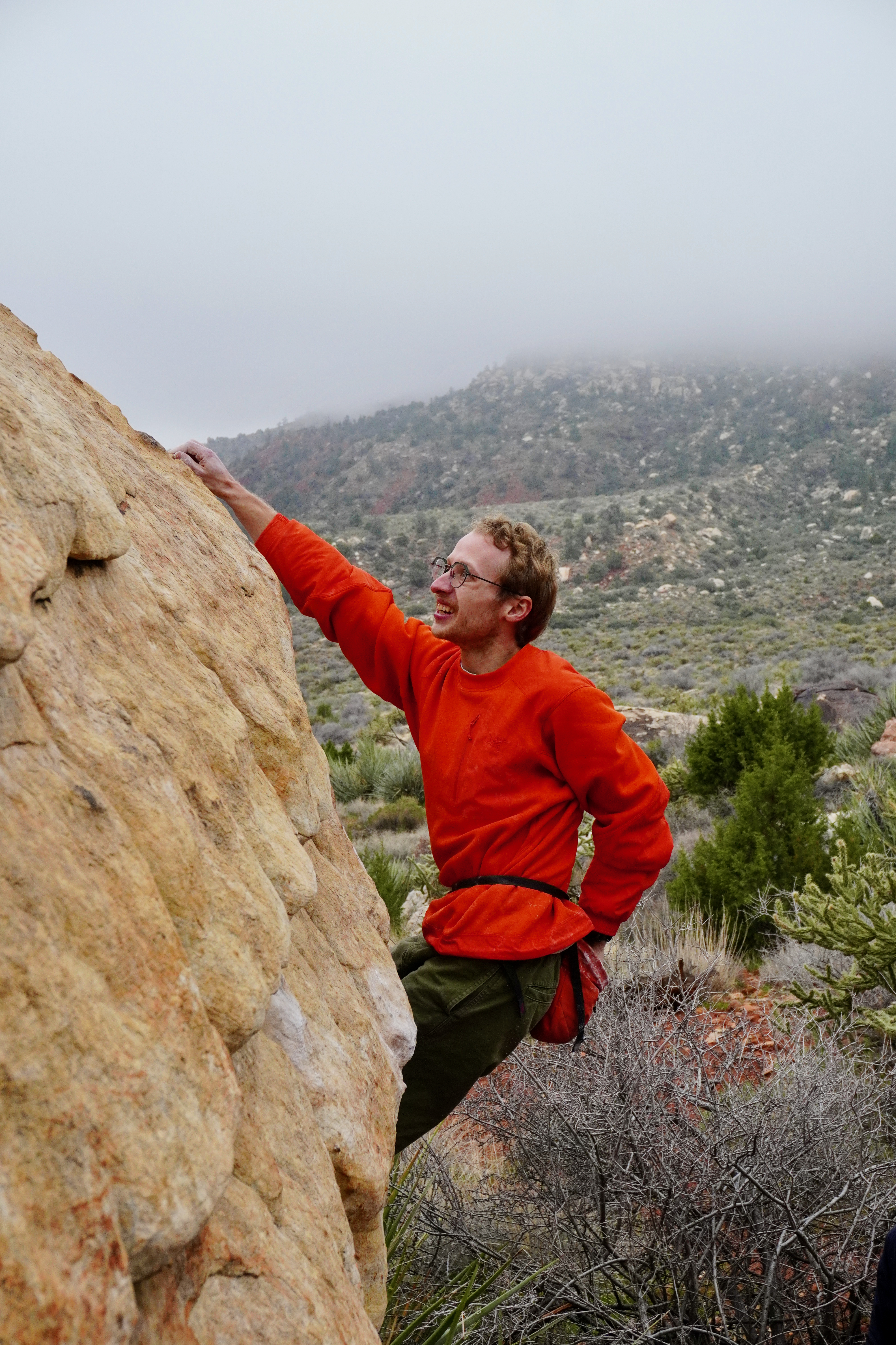 Climbing Carapace Boulder in Red Rocks